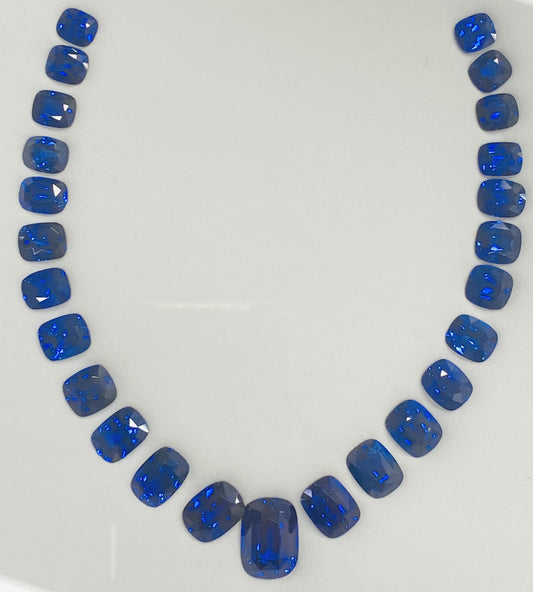 Emilio Jewelry Certified 143.00 Carat Royal Blue Sapphire Necklace Layout