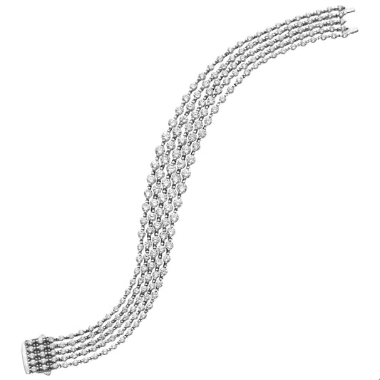 15.00 Carat Five-Row Graduating Endless Diamond Bracelet