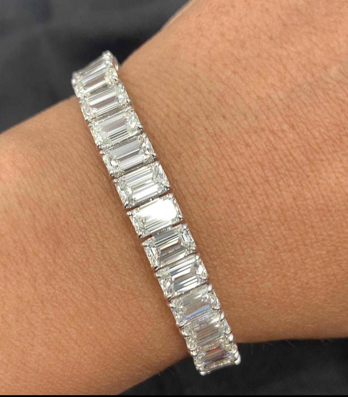 Emilio Jewelry Gia Certified 35.00 Carat Emerald Cut Diamond Bracelet