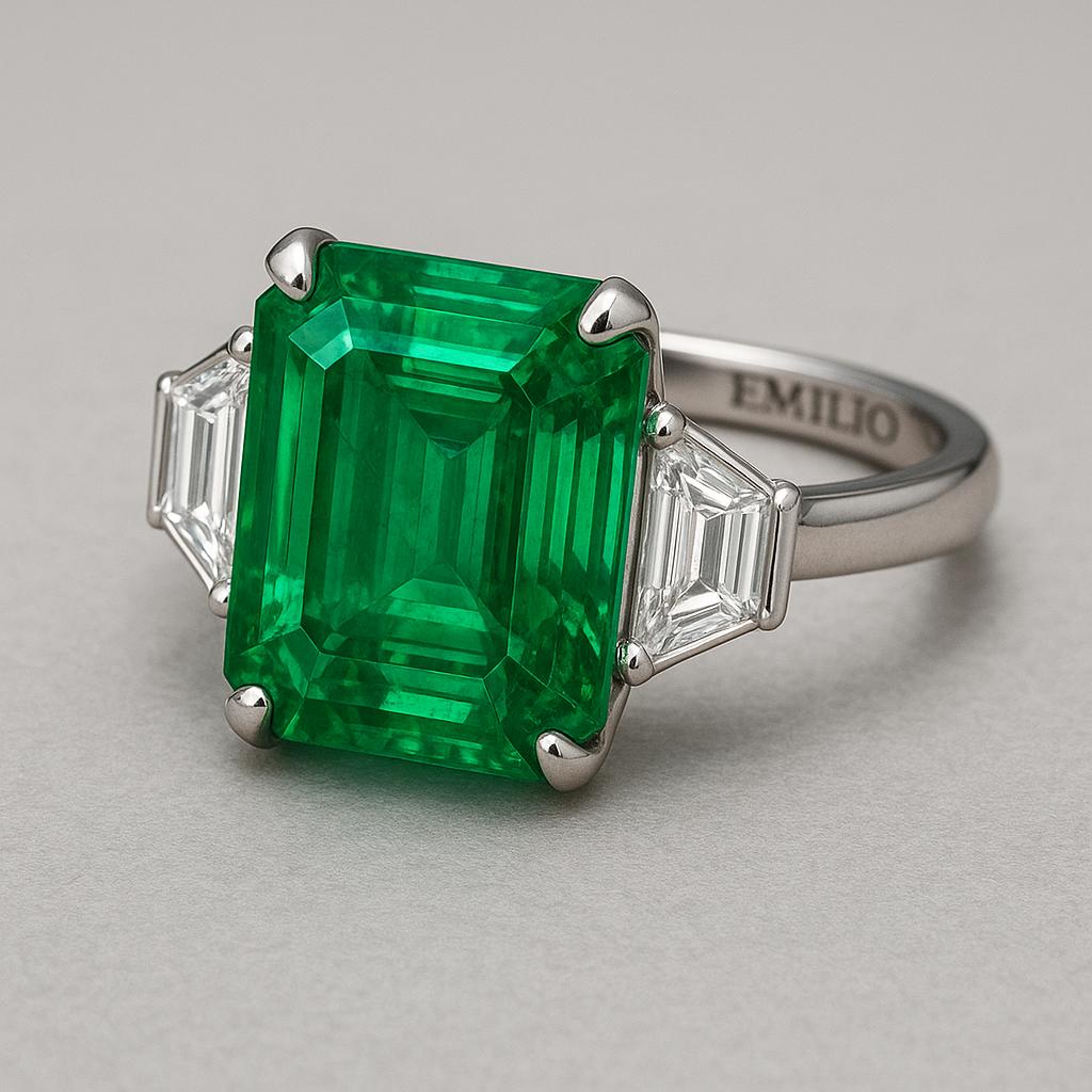 Emilio Jewelry Certified Vivid Green Emerald Ring