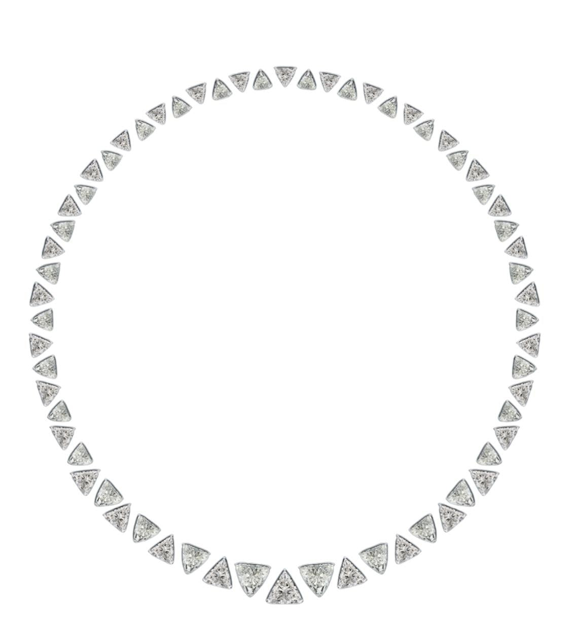 Emilio Jewelry Gia Certified 37.00 Carat Trilliant Cut Diamond Necklace Layout