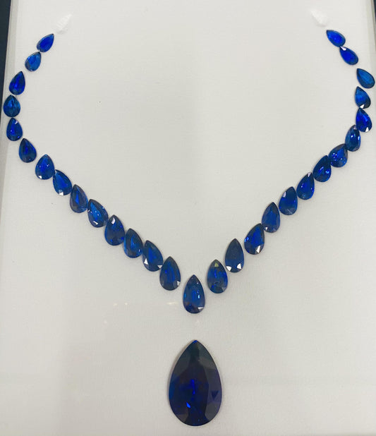 Emilio Jewelry Certified 190.00 Carat Royal Blue Sapphire Necklace Suite