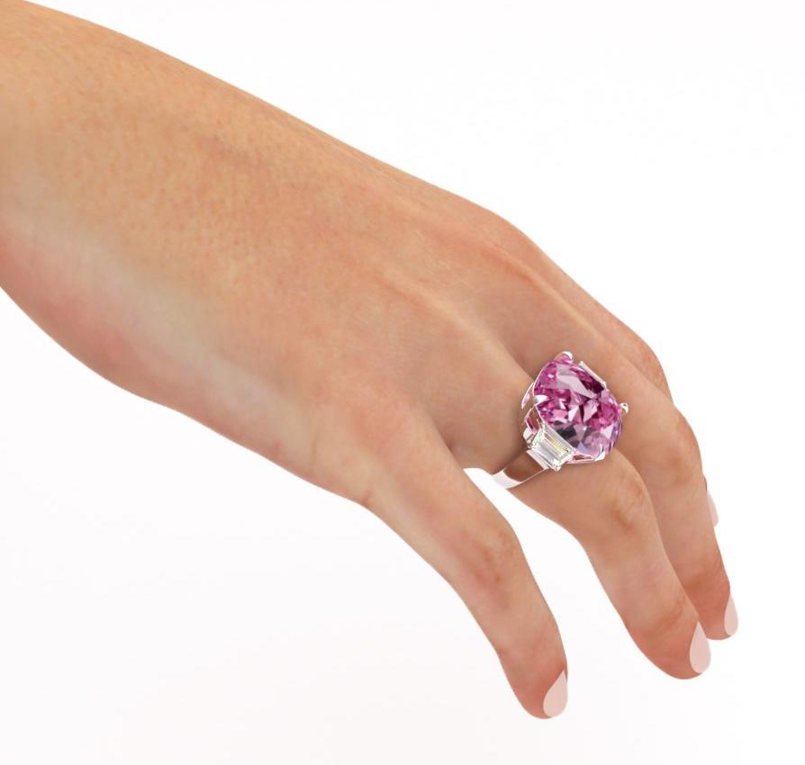 Emilio Jewelry Gia Certified 15.00 Carat Pink Diamond Ring