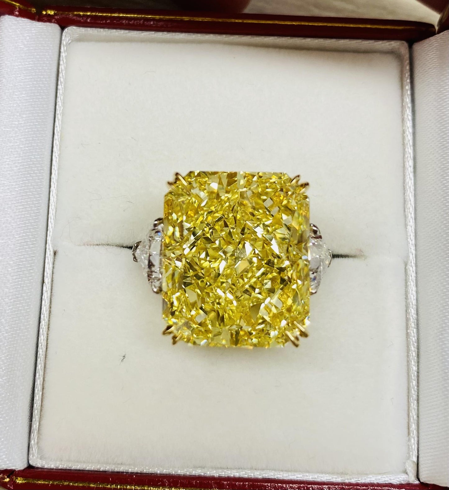 Emilio Jewelry Gia Certified 20.00 Carat Fancy Intense Yellow Diamond Ring