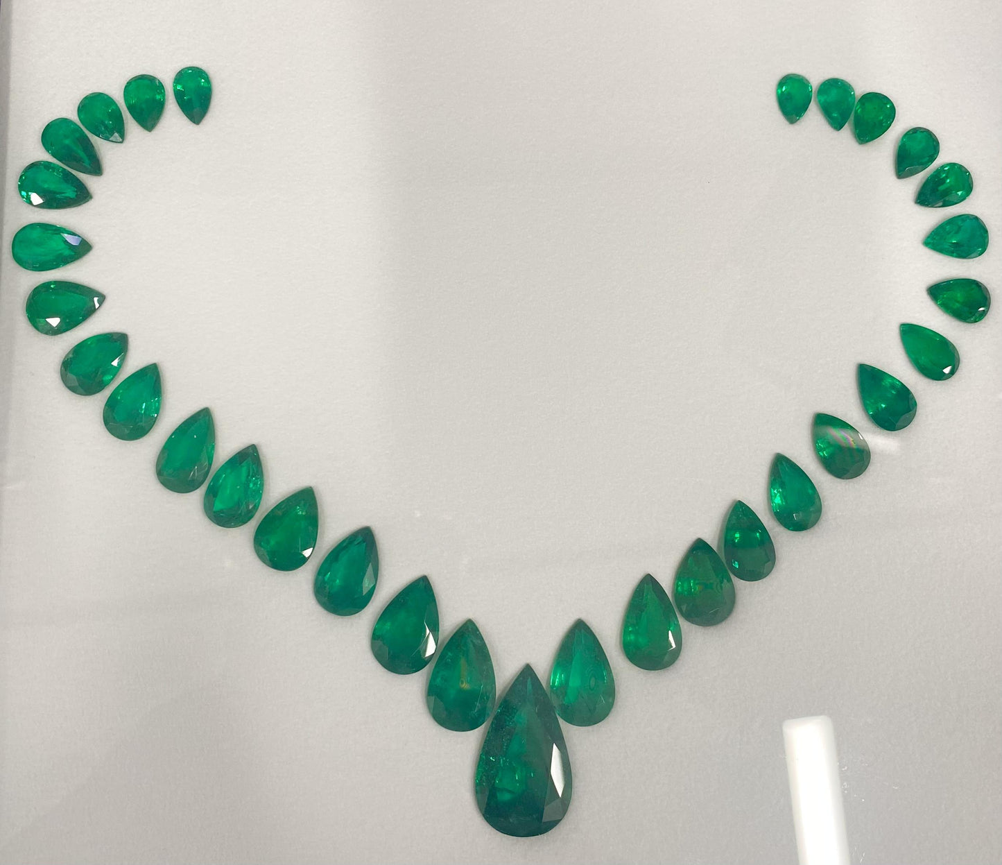 Emilio Jewelry Certified 127.00 Carat Vivid Green Emerald Pear Shape Necklace