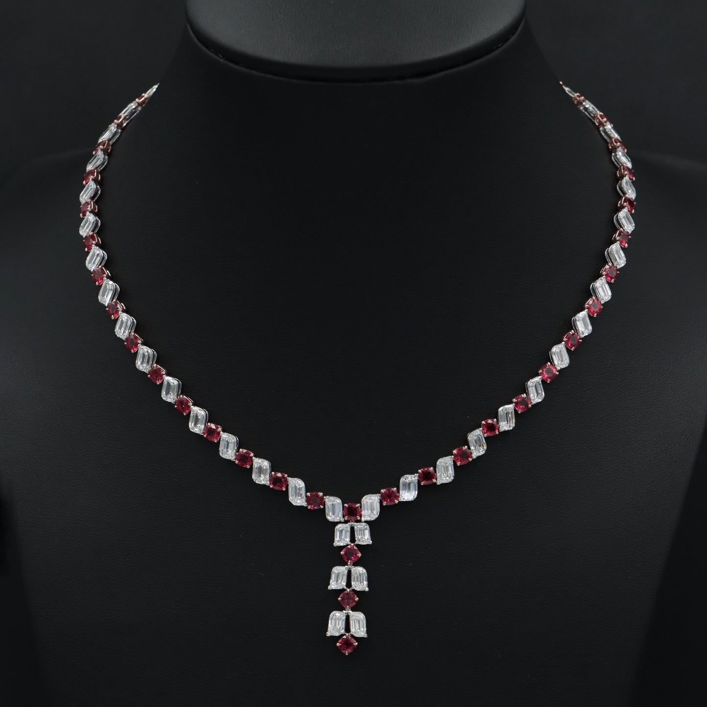 Emilio Jewelry Special Flame Cut 48.00 Carat Vivid Red Ruby Suite