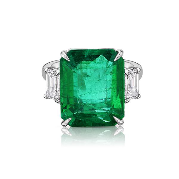 Emilio Jewelry Certified 10.60 Carat Museum Emerald Diamond Ring