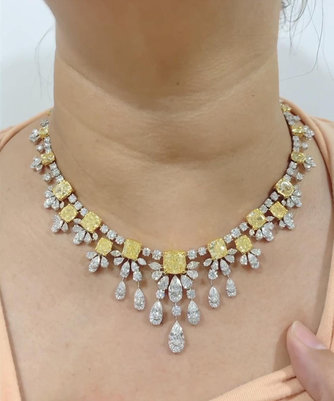 Emilio Jewelry Gia Certified 56.00 Carat Yellow Diamond Necklace