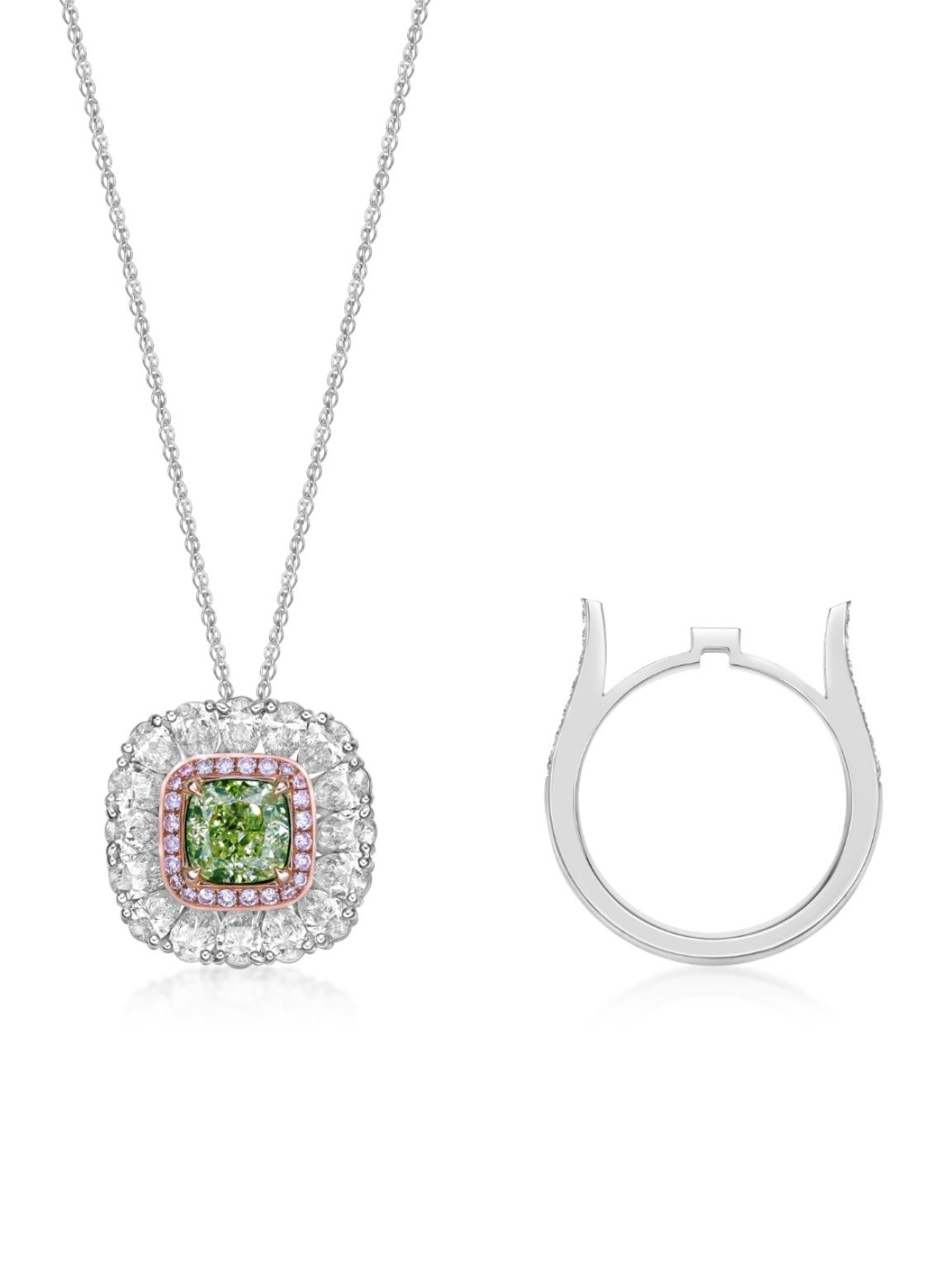 Emilio Jewelry Gia Certified 3.95 Carat Fancy Yellow Green Diamond Ring