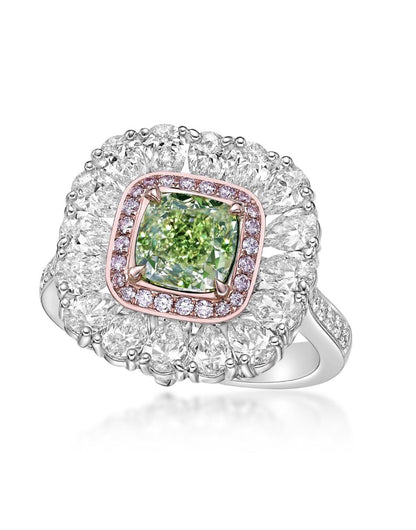 Emilio Jewelry Gia Certified 3.95 Carat Fancy Yellow Green Diamond Ring