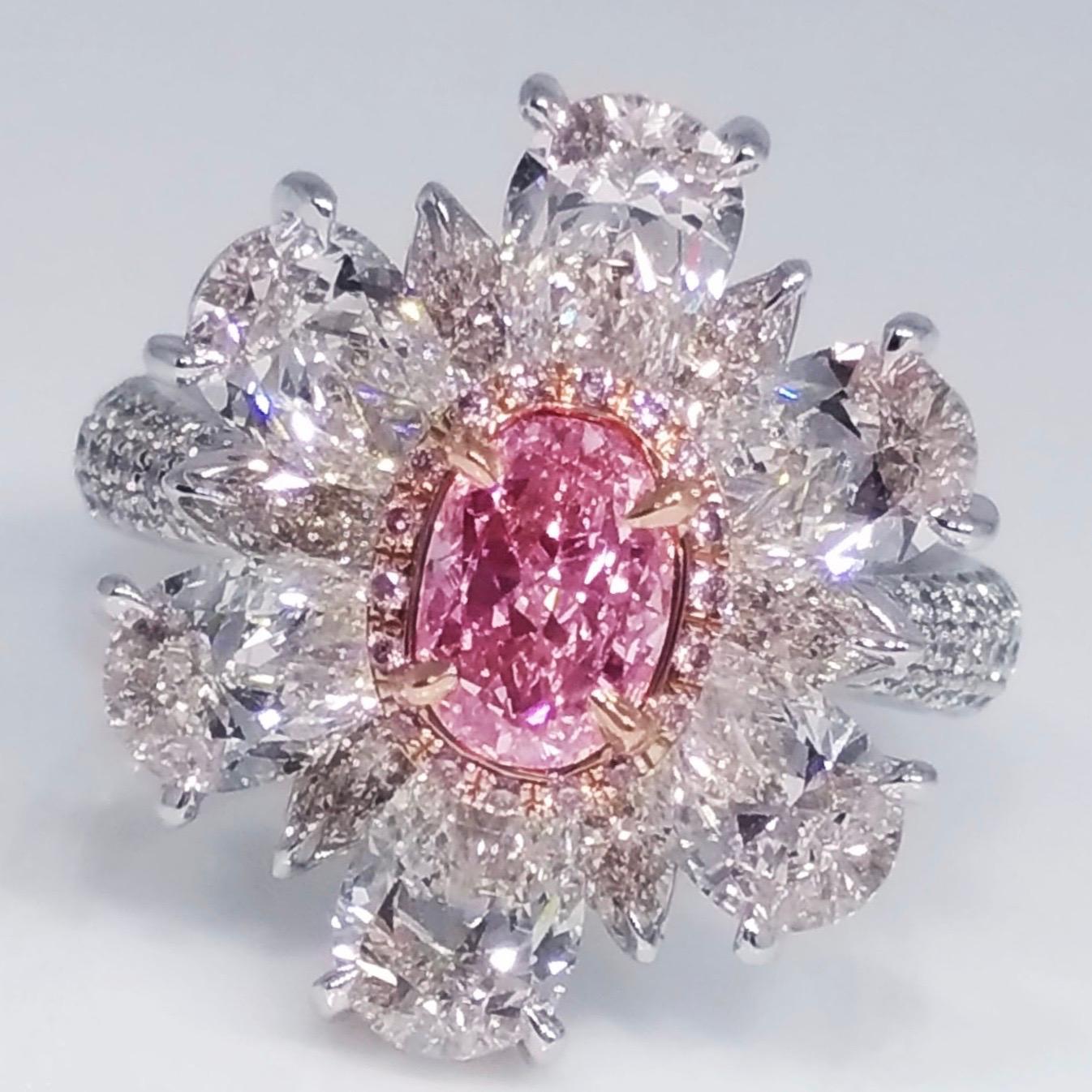Emilio Jewelry 1.00 Carat Fancy Purplish Pink Diamond Ring