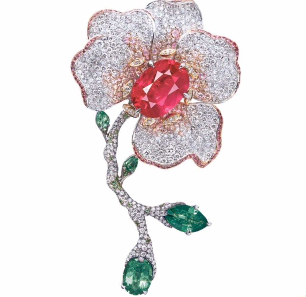 Emilio Jewelry 10 Carat Certified No Heat Burmese Ruby Brooch
