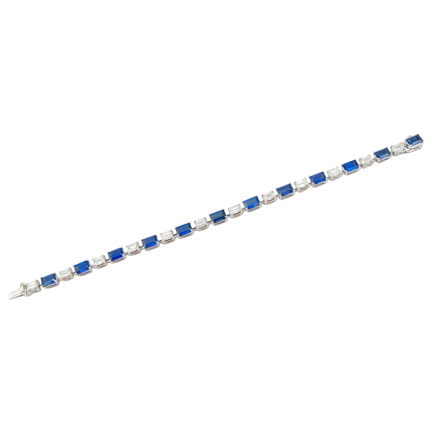 Emilio Jewelry 11.74 Carat Emerald Cut Sapphire Diamond Bracelet