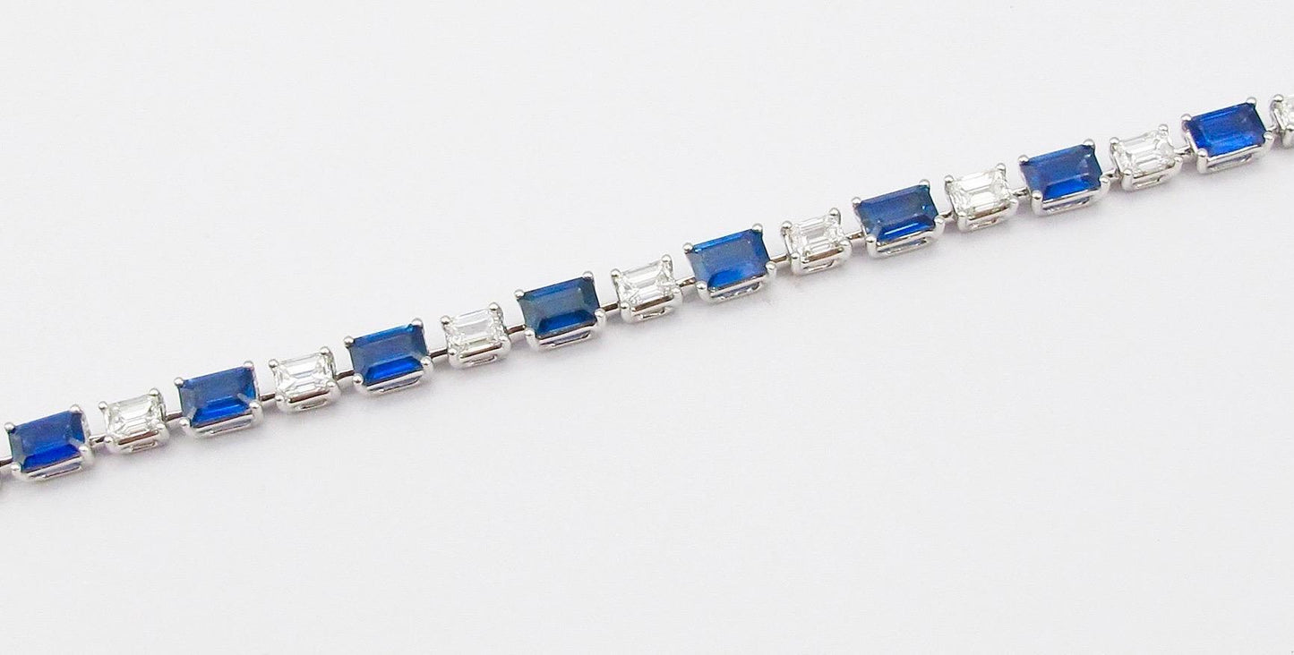 Emilio Jewelry 11.74 Carat Emerald Cut Sapphire Diamond Bracelet