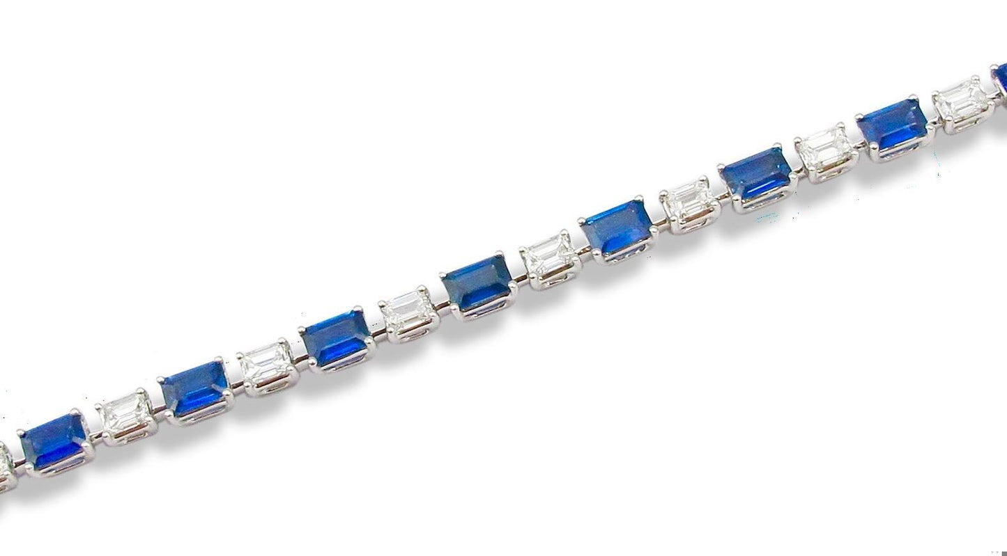 Emilio Jewelry 11.74 Carat Emerald Cut Sapphire Diamond Bracelet