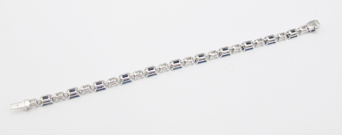Emilio Jewelry 11.74 Carat Emerald Cut Sapphire Diamond Bracelet