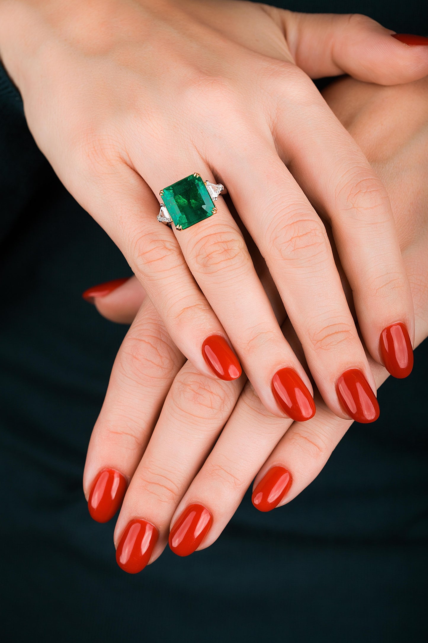 Emilio Jewelry 12.29 Carat Emerald Diamond Ring