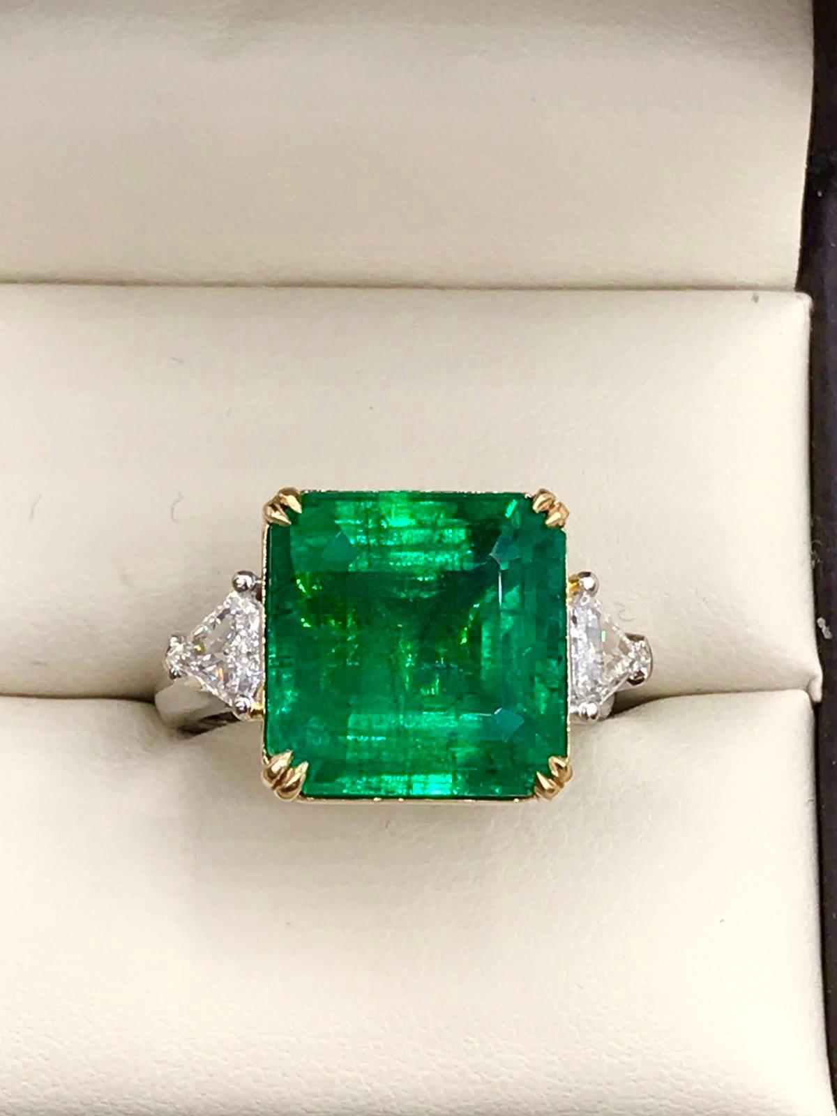 Emilio Jewelry 12.29 Carat Emerald Diamond Ring