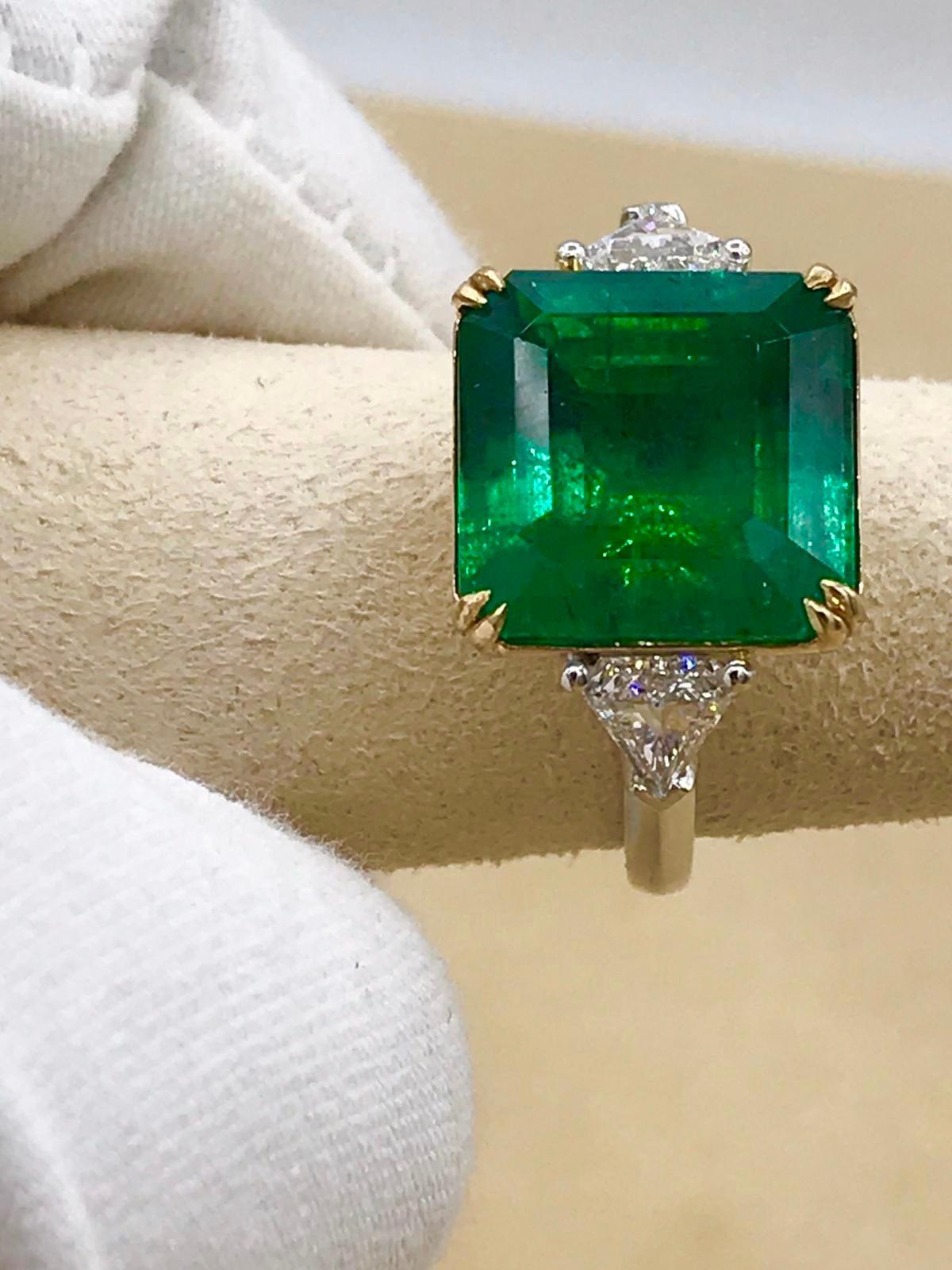 Emilio Jewelry 12.29 Carat Emerald Diamond Ring