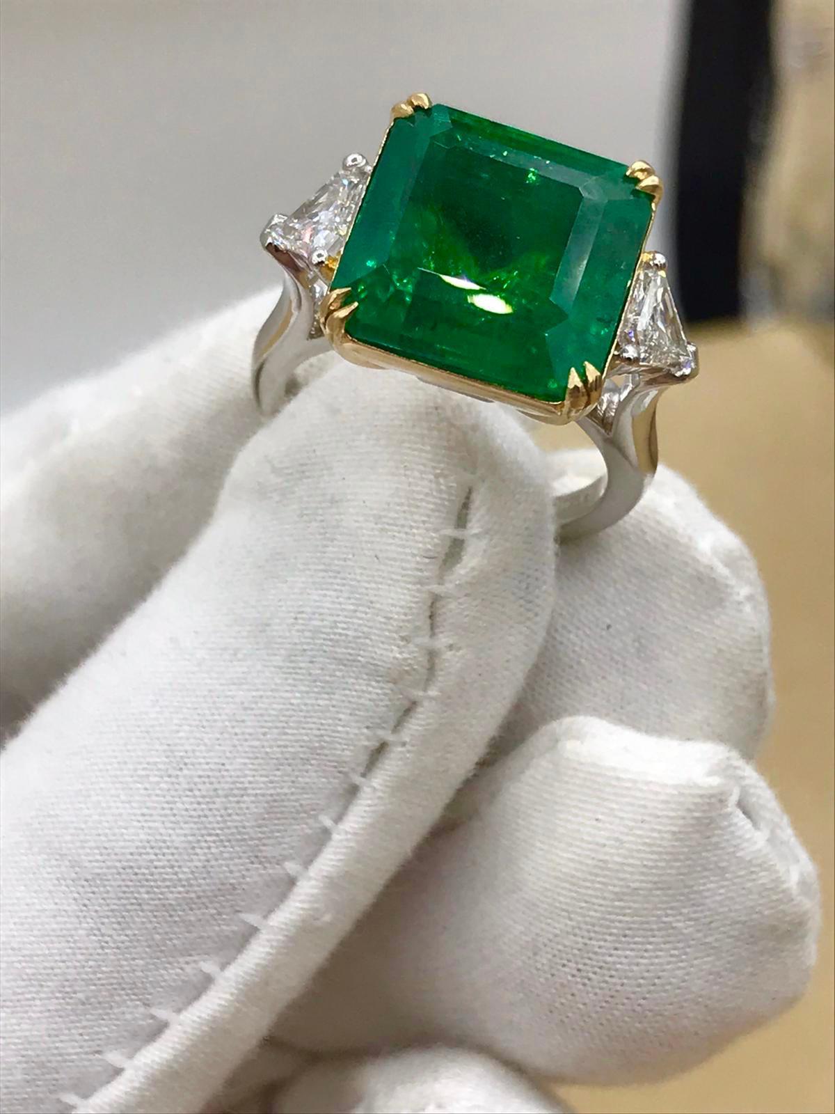 Emilio Jewelry 12.29 Carat Emerald Diamond Ring