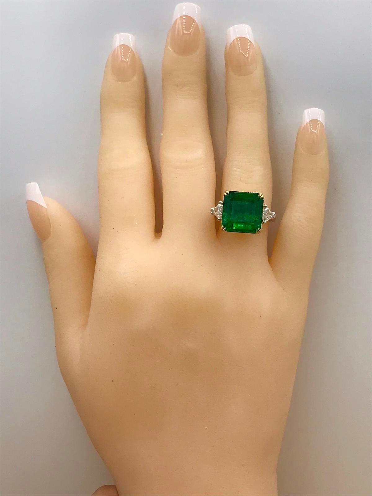 Emilio Jewelry 12.29 Carat Emerald Diamond Ring