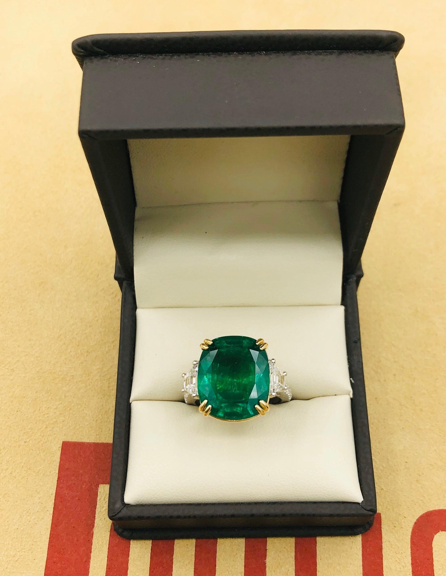 Emilio Jewelry 12.43 Carat Certified Vivid Green Cushion Emerald Diamond Ring