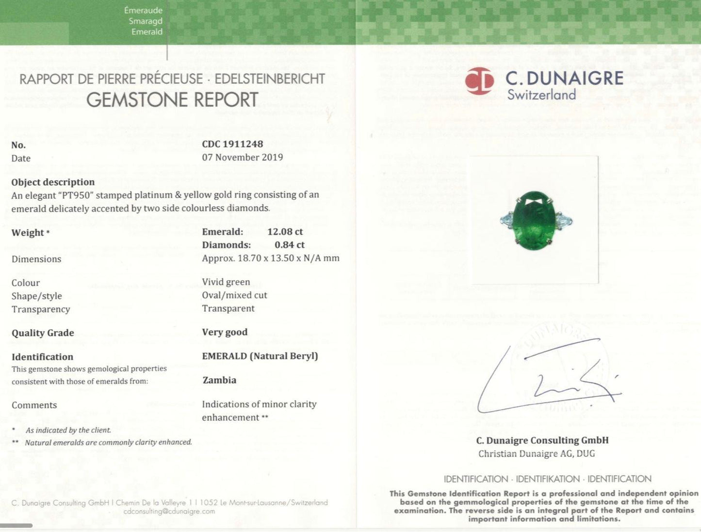 Emilio Jewelry 12.92 Carat Vivid Green Oval Emerald Diamond Ring