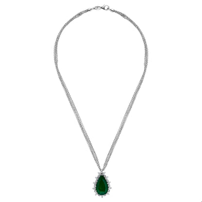 Emilio Jewelry 14.07 Carat Colombian Emerald Diamond Necklace