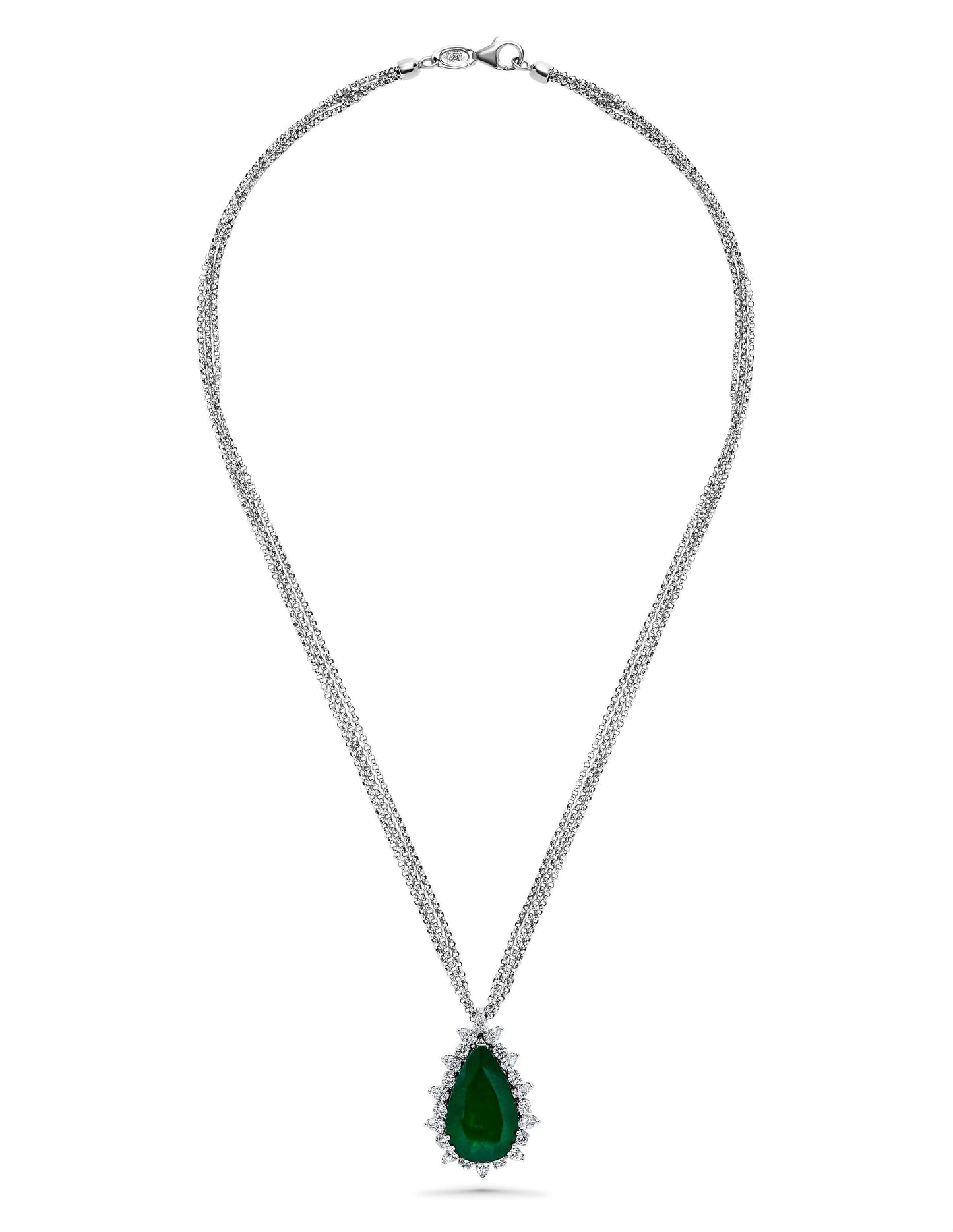 Emilio Jewelry 14.07 Carat Colombian Emerald Diamond Necklace