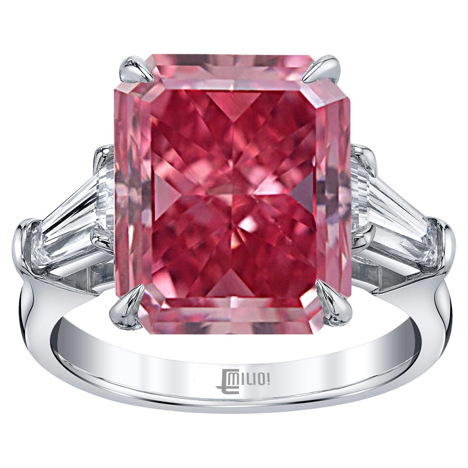 Emilio Jewelry 1.40 Carat Fancy Vivid Pure Pink Diamond Ring