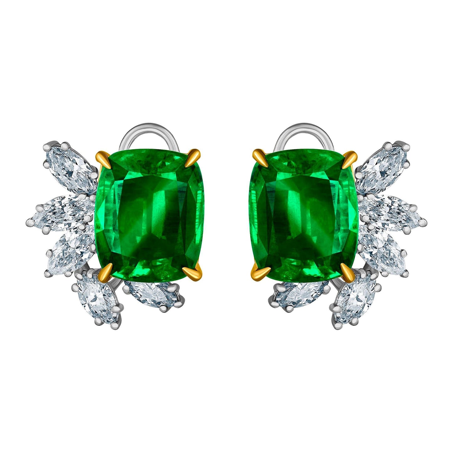 Emilio Jewelry 14.62 Carat Certified Vivid Green Emerald Diamond Earrings