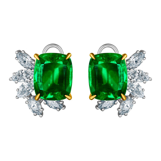 Emilio Jewelry 14.62 Carat Certified Vivid Green Emerald Diamond Earrings