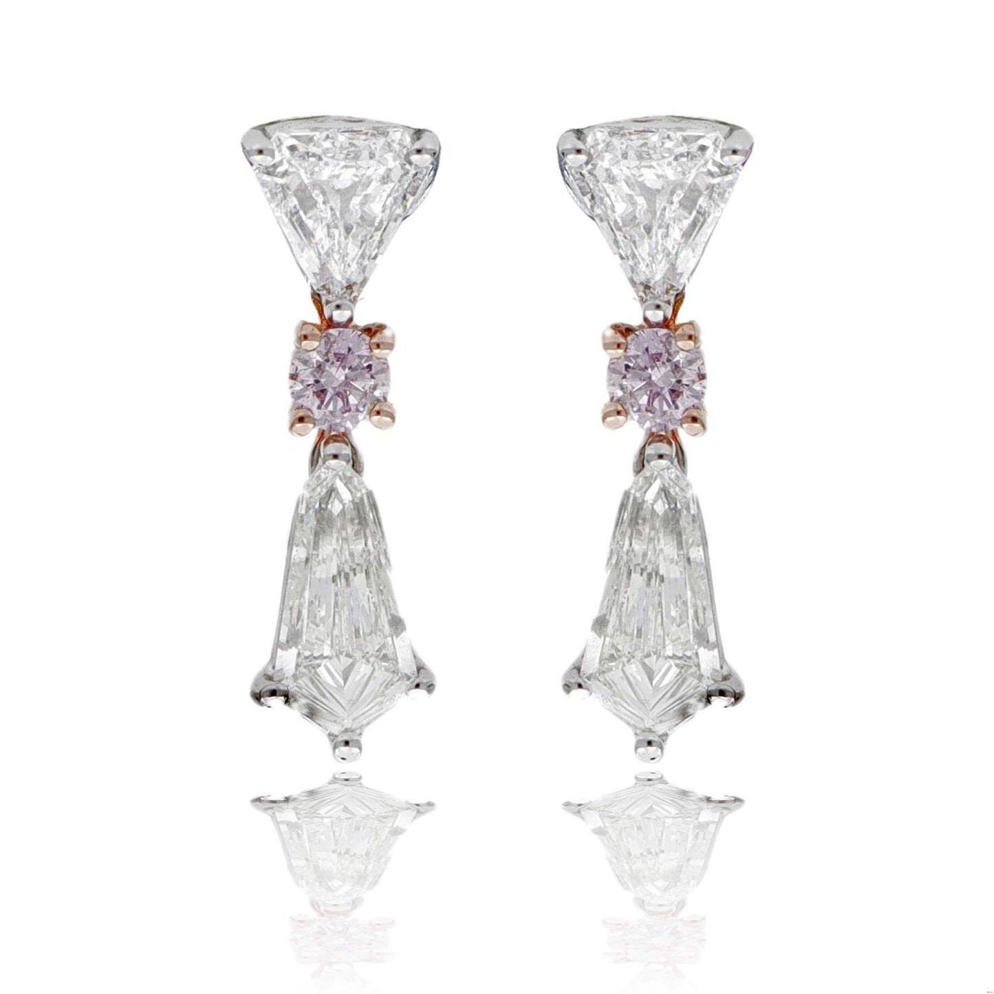 Emilio Jewelry 1.53 Carat Pink and White Diamond Earrings