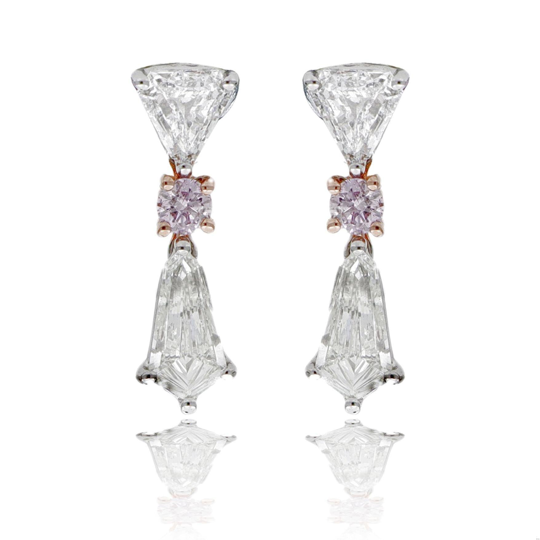 Emilio Jewelry 1.53 Carat Pink and White Diamond Earrings
