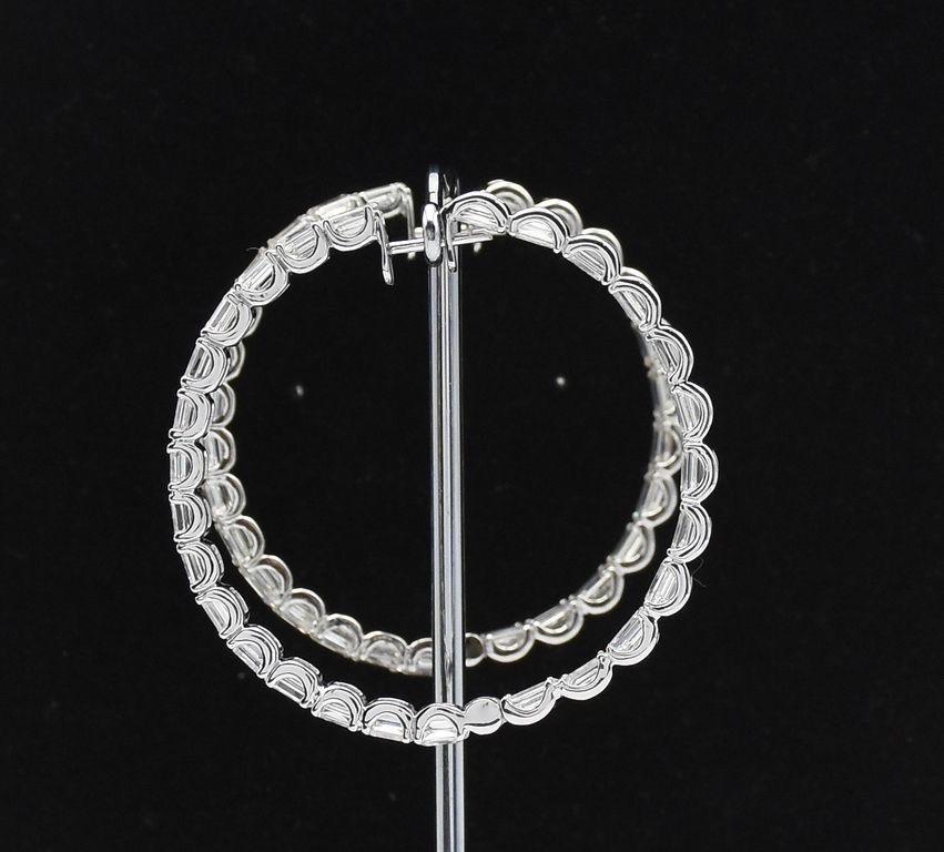 Emilio Jewelry 16.26 Carat Emerald Cut Diamond Hoop Earring