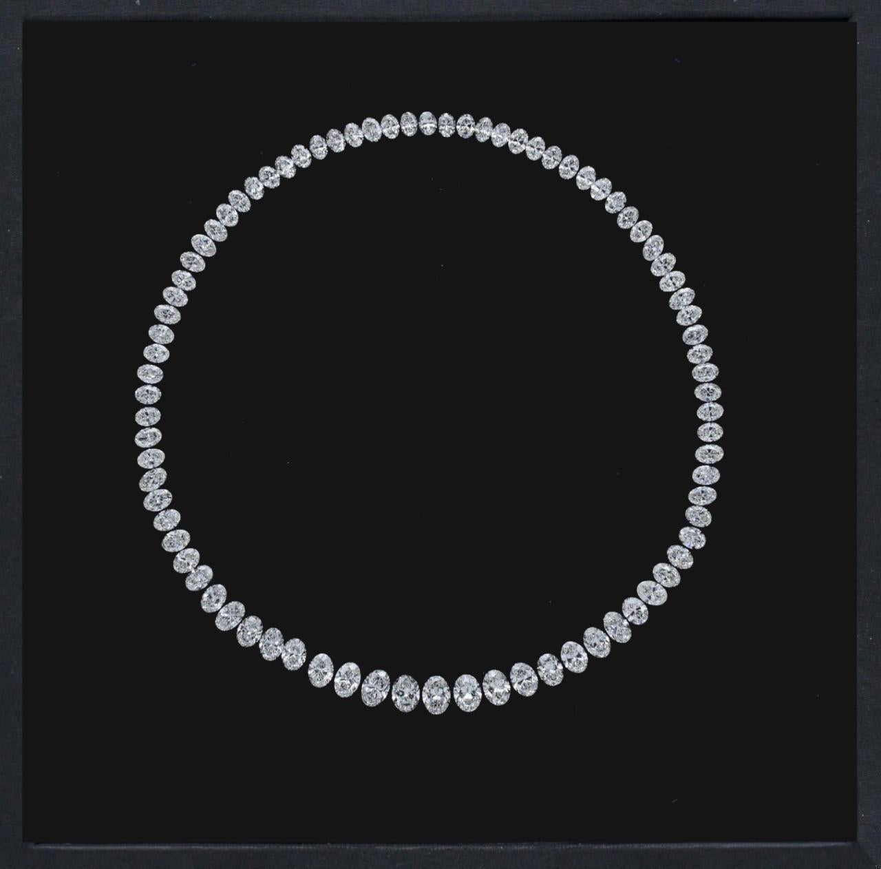 Emilio Jewelry 16.88 Carat GIA Certified Oval Diamond Necklace Layout