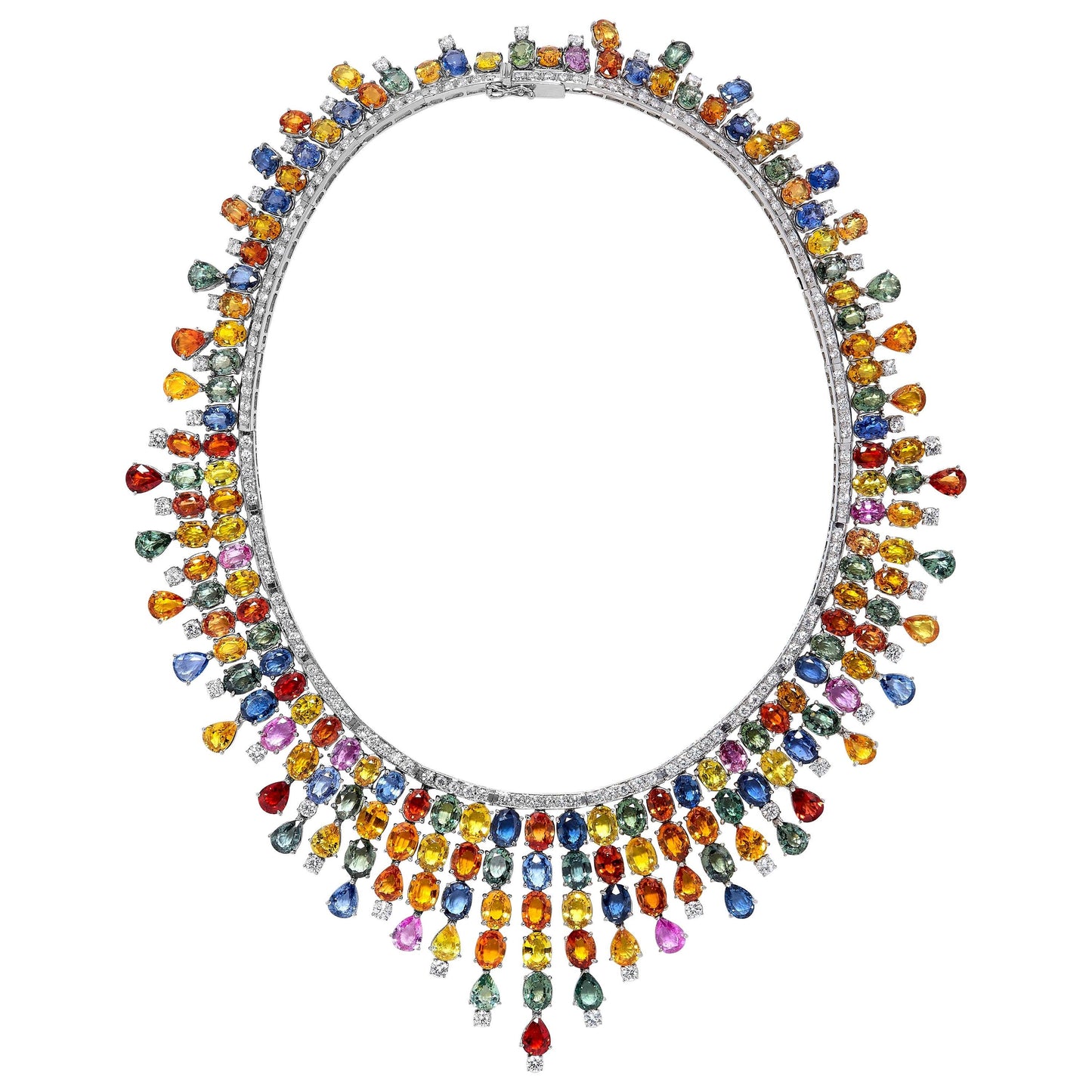 Emilio Jewelry 227.00 Carat Natural Multi Colored Sapphire Necklace