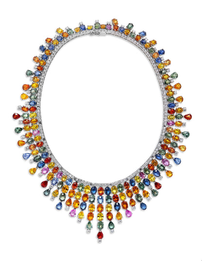 Emilio Jewelry 227.00 Carat Natural Multi Colored Sapphire Necklace