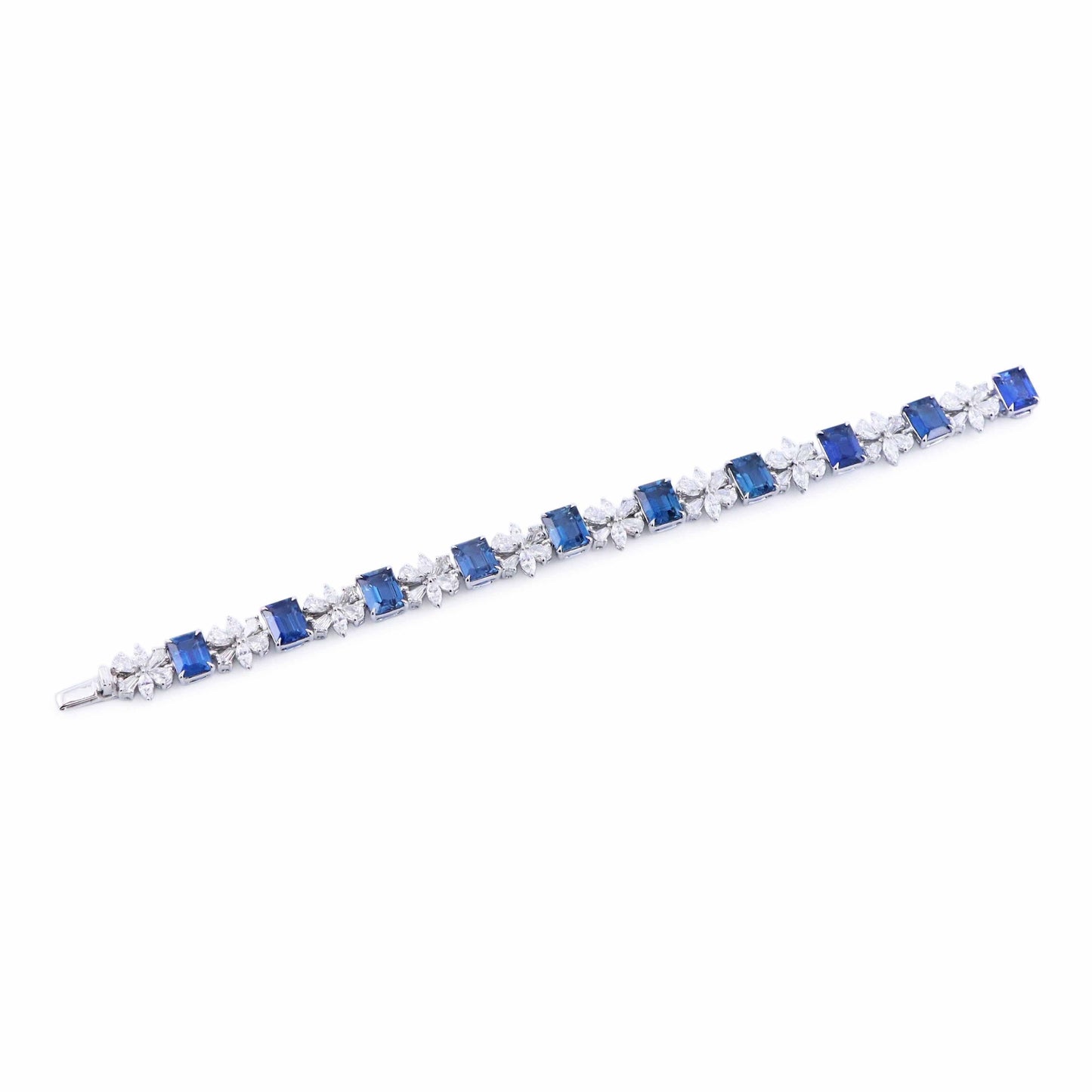 Emilio Jewelry 24.00 Carat Emerald Cut Sapphire Diamond Bracelet