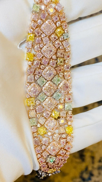 Emilio Jewelry 27.37 Carat Natural Exotic Fancy Color Diamond Bracelet