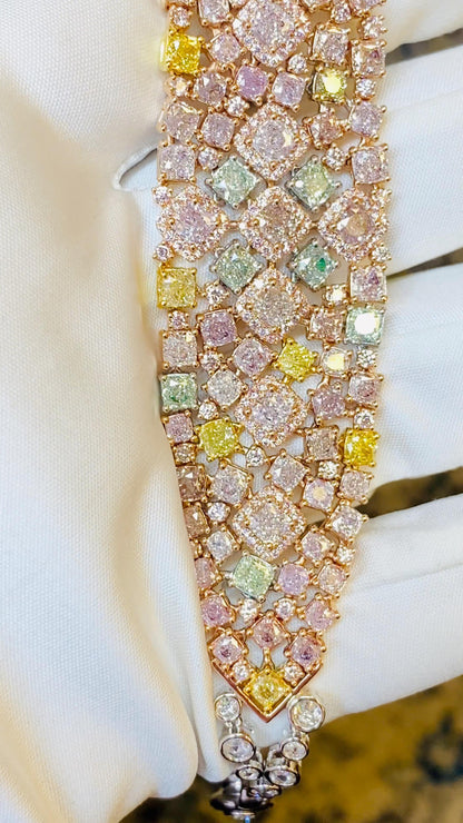 Emilio Jewelry 27.37 Carat Natural Exotic Fancy Color Diamond Bracelet