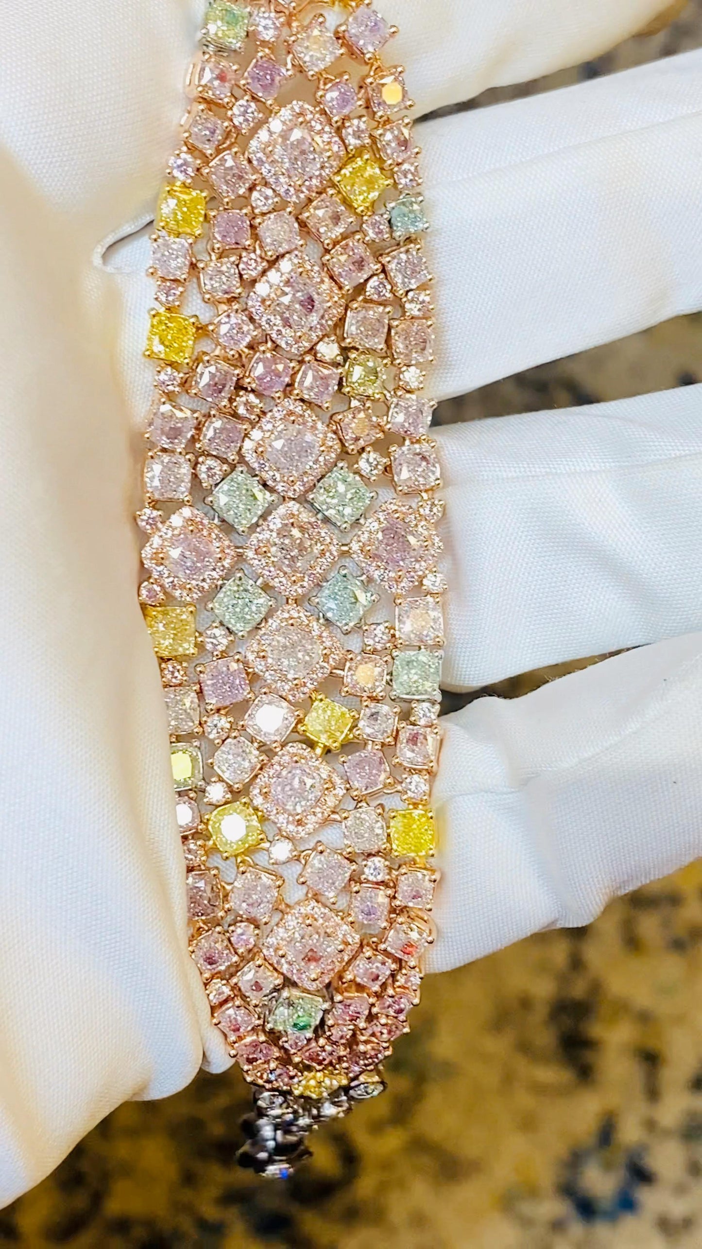 Emilio Jewelry 27.37 Carat Natural Exotic Fancy Color Diamond Bracelet