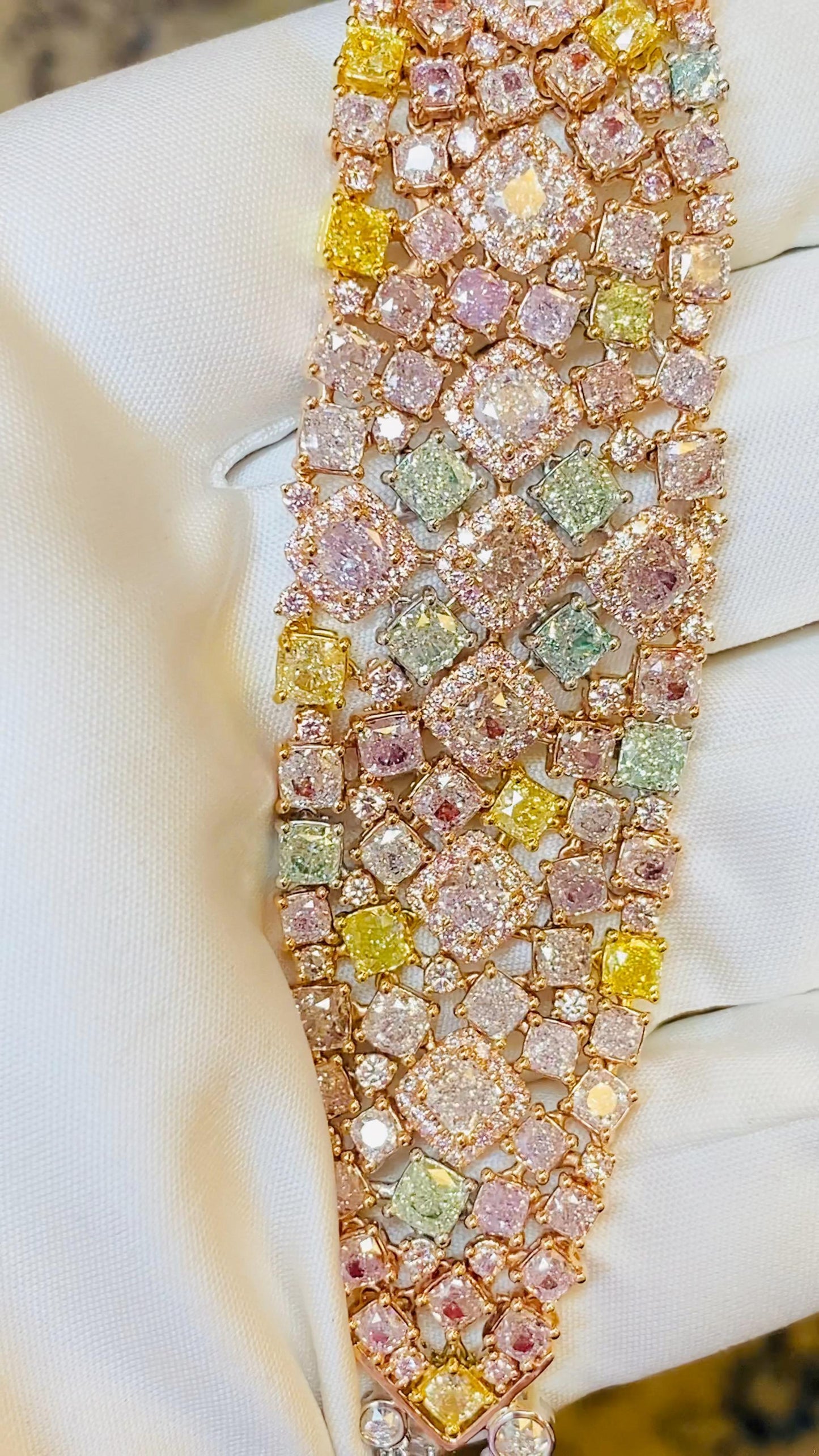 Emilio Jewelry 27.37 Carat Natural Exotic Fancy Color Diamond Bracelet