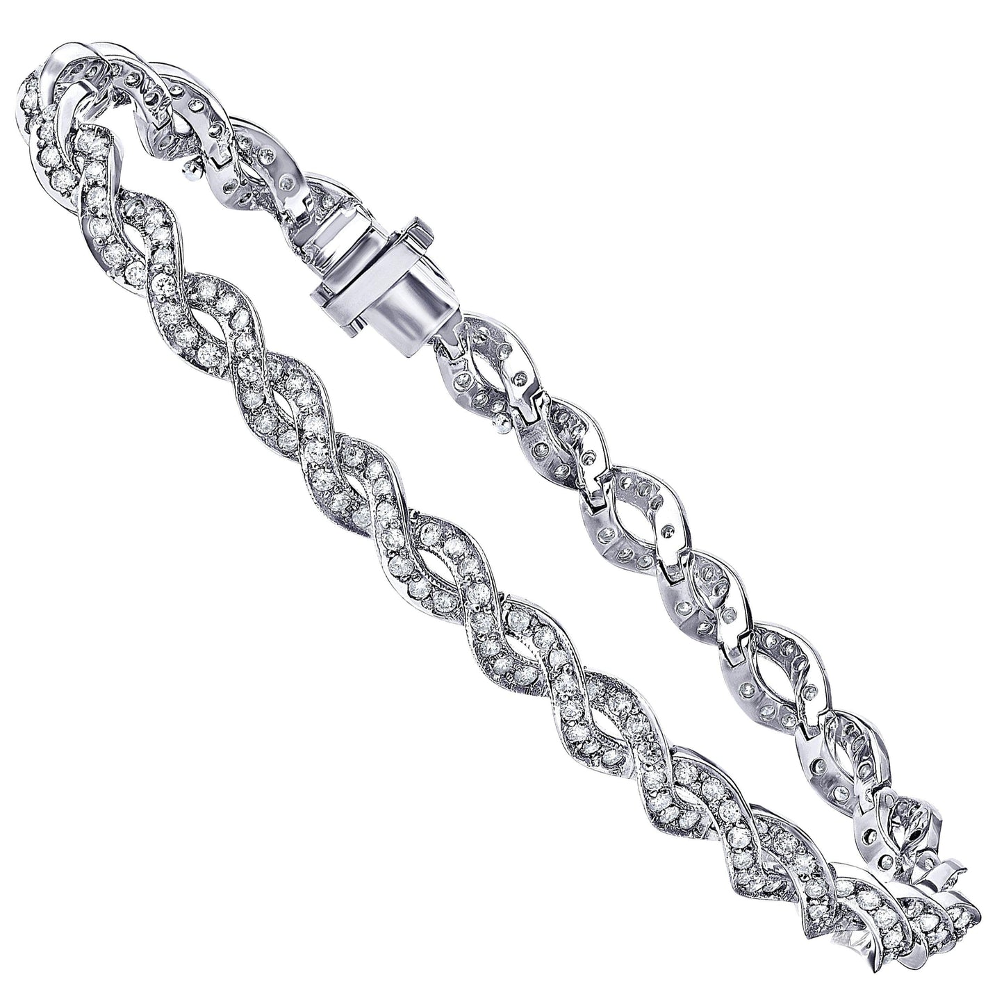 Emilio Jewelry 3.00 Carat Micro Pave Diamond Gold Bracelet