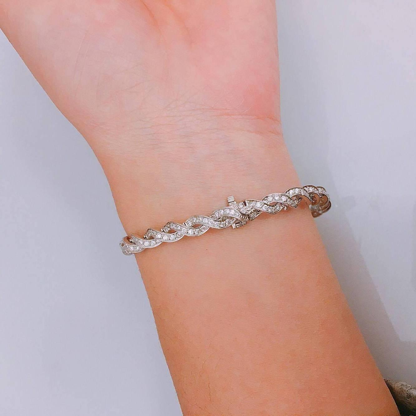 Emilio Jewelry 3.00 Carat Micro Pave Diamond Gold Bracelet