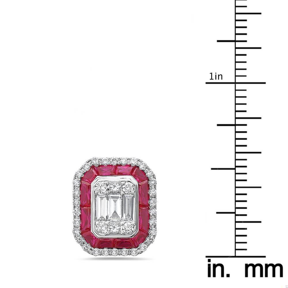 Emilio Jewelry 3.45 Carat Unique Ruby Diamond Stud Earrings