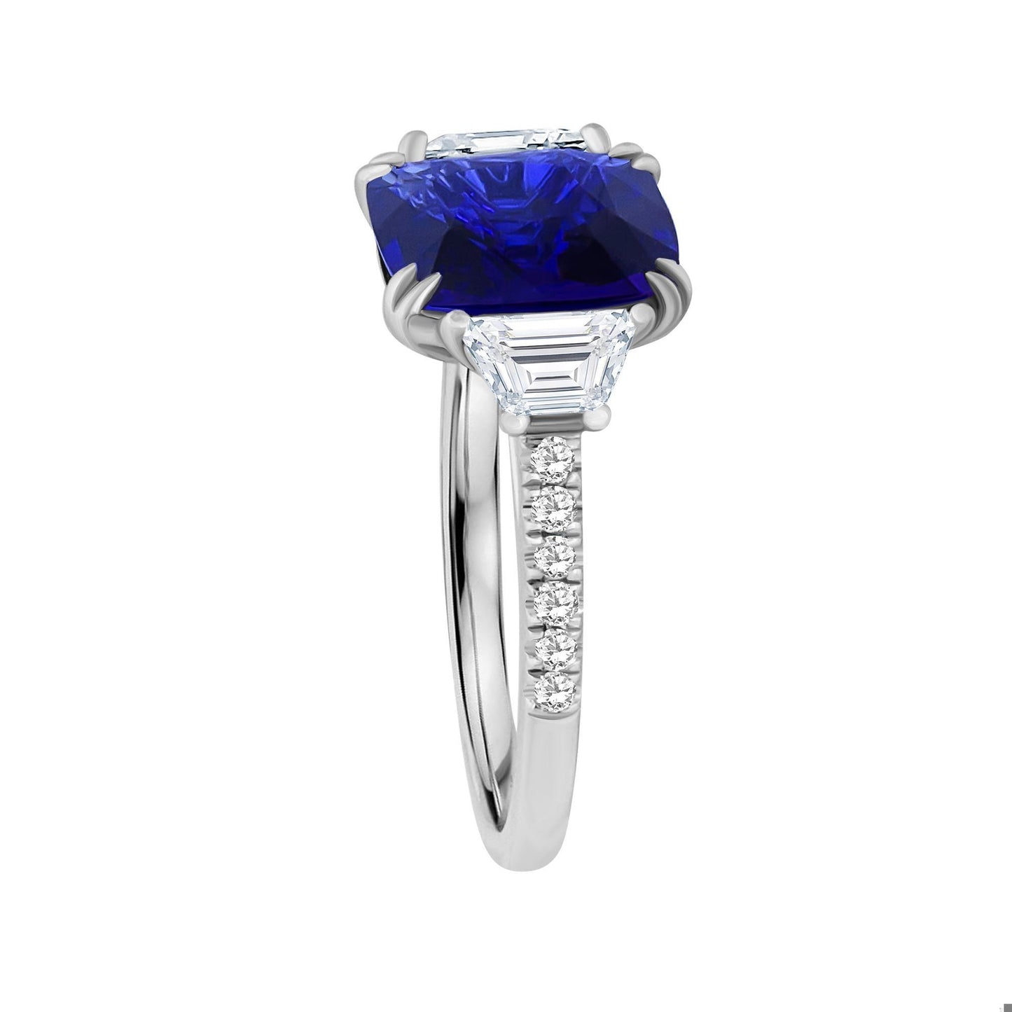 Emilio Jewelry 4.24 Carat Vivid Blue Sapphire Diamond Ring