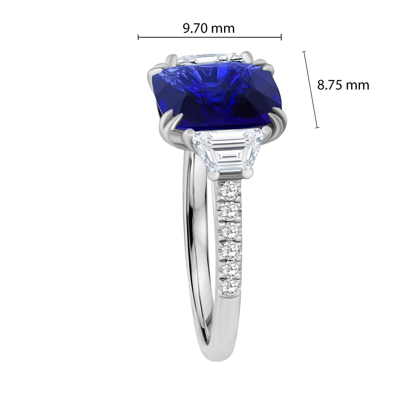 Emilio Jewelry 4.24 Carat Vivid Blue Sapphire Diamond Ring