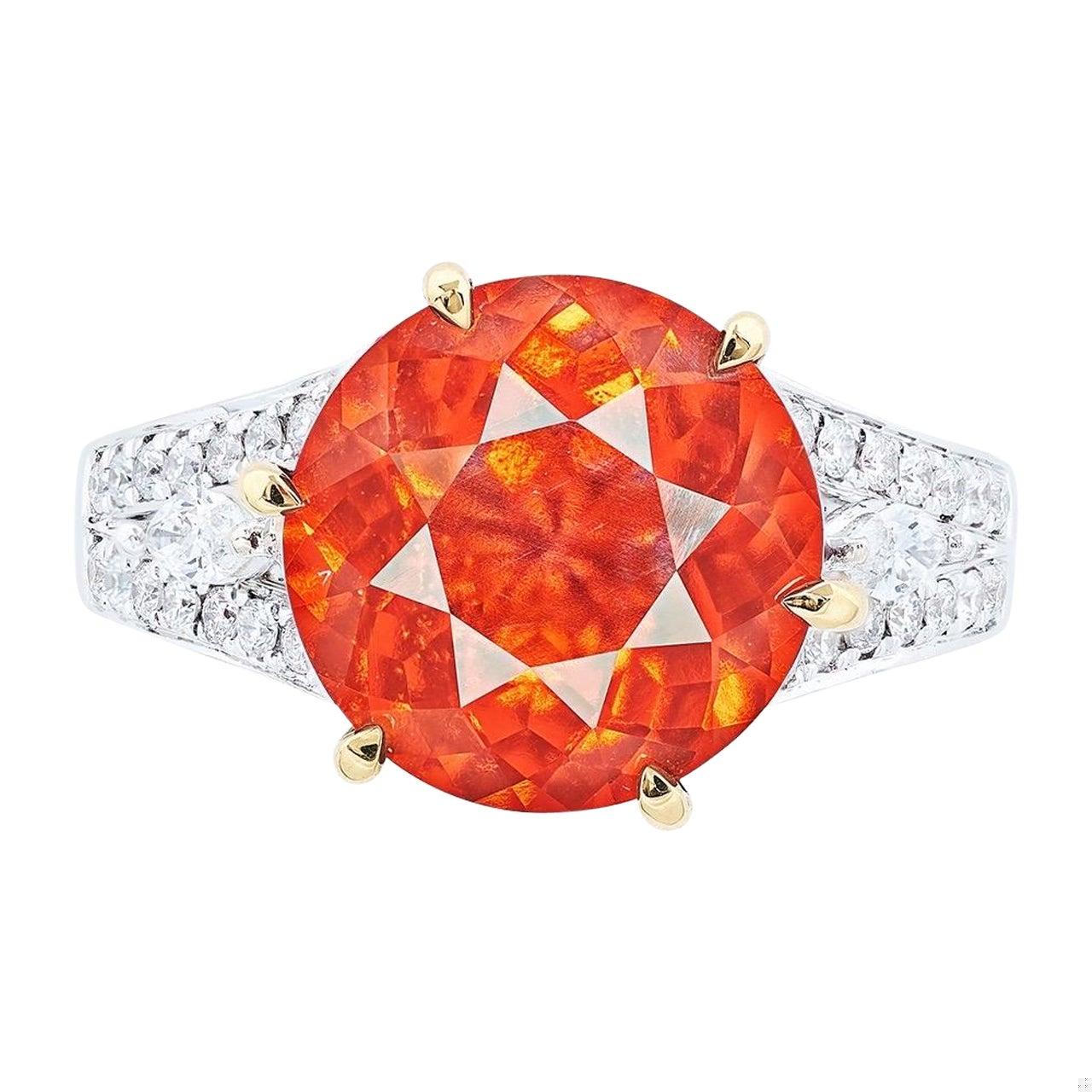 Emilio Jewelry 5.00 Carat Cinnamon Garnet Diamond Ring