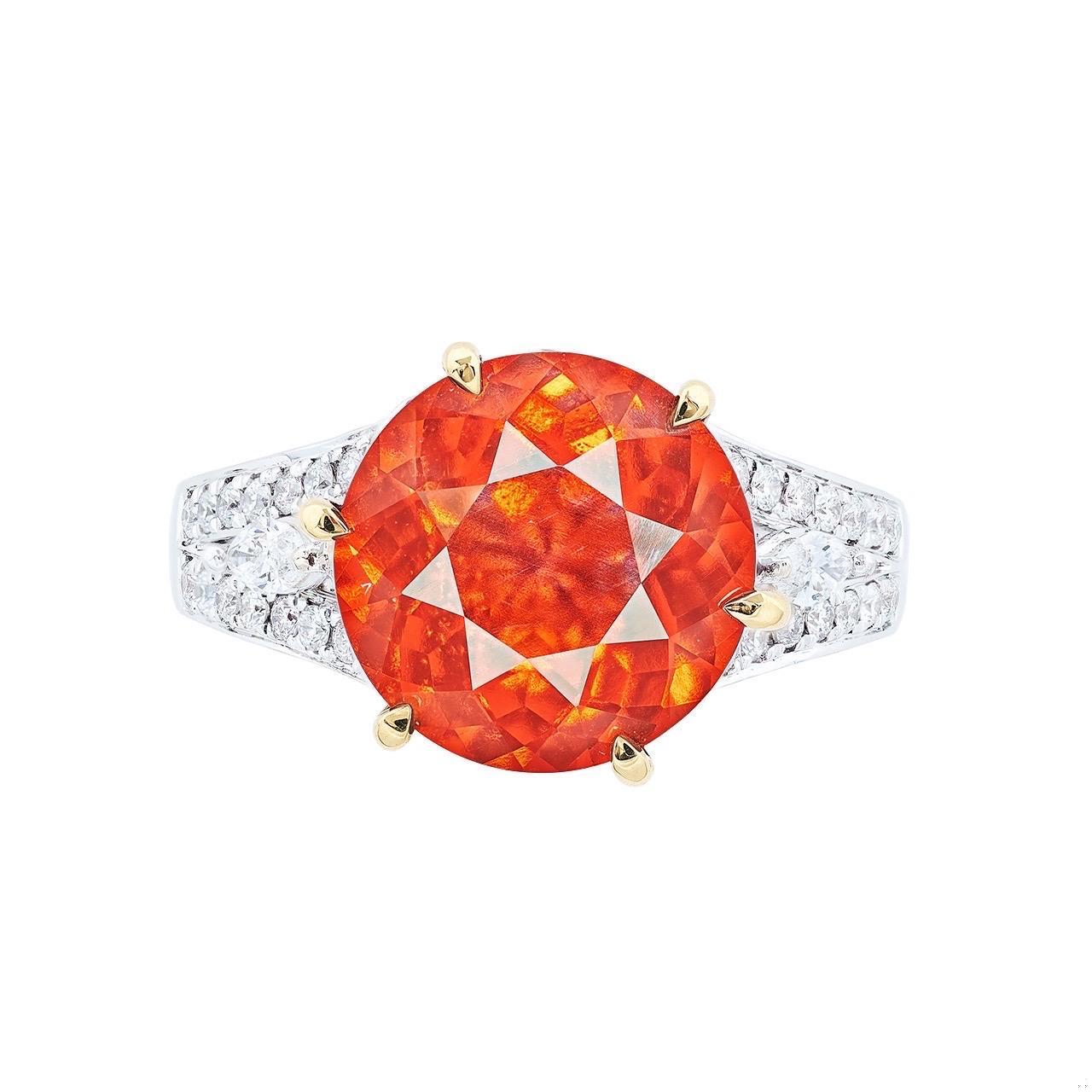 Emilio Jewelry 5.00 Carat Cinnamon Garnet Diamond Ring